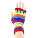 Rainbow Fingerless Gloves for Women Knitted Fashion Holiday Stretchy Strips Gloves Mittens