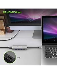 Omars USB C Hub, adaptador de USB C Premium con USB C suministro de energía, salida HDMI 4K, puerto USB 3.0 compatible con MacBook Pro 2016 2017, ChromeBook, XPS y más dispositivos USB tipo C (escala espacial)