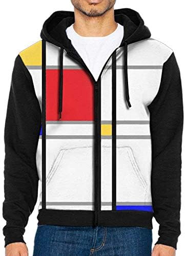 Mars Sight Sweatshirt Men's Mondrian Full Zip Up Hooded Sweatshirt With Pocket