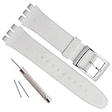 Silver Plated Stainless Steel Buckle Waterproof Silicone Rubber Watch Strap Watch Band (17mm, White)