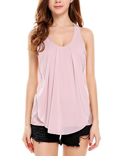 Women's Sleeveless Ruffle Front Tank Top Sexy Office Chiffon Blouse Shirt