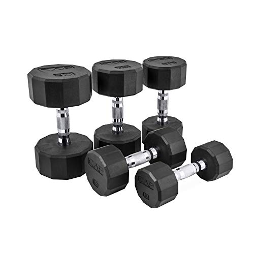 CAP Barbell 12 Sided Rubber Coated Solid Steel CastIron Pair Dumbbells
