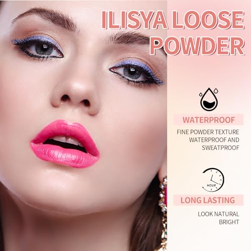 ROUSE Setting Powder Lightweight Loose Powder Finishing Powder Long-Lasting Face Powder Waterproof with Soft Mushroom Powder Puff & Mirror, Matte Finish,0.28 Oz (Light Apricot/Translucent)