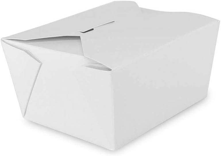 45 Pack Eco-Friendly Microwavable Take Out Boxes | Kraft Luch Boxes, Easy To Close, Stack, And Fold | Perfect For Restaurants And Conveniently Package To Go Meals. (30 oz, White)