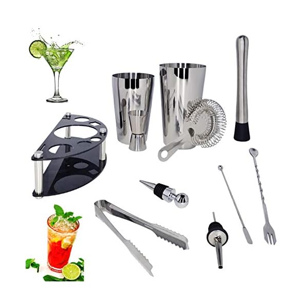 750/600 / 450ml Cocktail Shaker Set Bartender Kit Stand, Professionelle Edelstahl Martini Drink Shaker Home Bar… – Bild 3