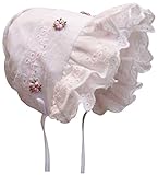N'Ice Caps Baby Girl Fancy Double Brimmed Eyelet Bonnet