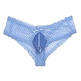 YiZYiF Sissy Pouch Men's Lingerie Floral Lace Bikini Briefs Criss Cross Jockstraps Panty Blue Medium