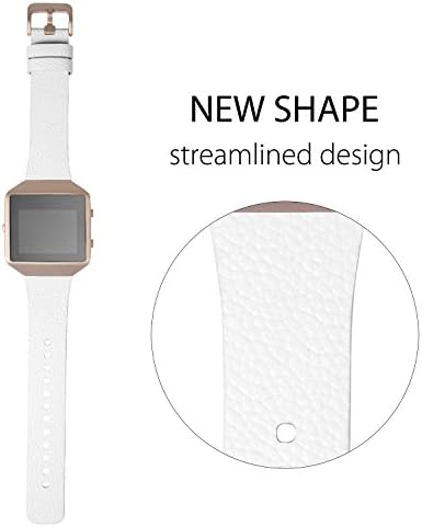 For Fitbit Blaze Bands with New Metal Frame,Austrake Replacement Leather Slim Straps with Stainless Steel Buckle for Fitbit Blaze Strap for Women Men