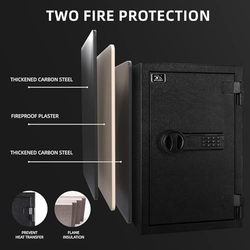 Heavy Duty Large Fireproof Safe, 1.8 Cubic Feet Home Safe Box – Sturdy Steel Digital Safe with Keypad Lock for Home Office Business Use