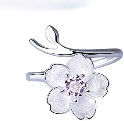 Angel Dream Flower Ring S925 Sterling Silver Ring Cherry blossom Adjustable Ring Opening Ring
