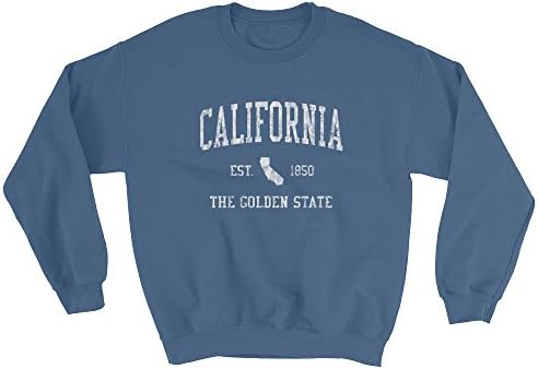 California Sweatshirt Vintage Sports Gift Ideas State Design - Indigo Blue