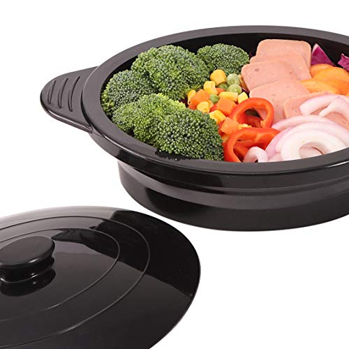 Microwave Steamer Collapsible BowlSilicone Steamer with Handle & Lid