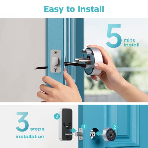 HOMKI Keyless Entry Door Lock - Smart Front Door Locks with Keypad & App Control, Electronic Door Lock with Easy Installation, Smart Deadbolt Lock Auto Lock, One-Touch Lock, Peek-Proof IPX4 Waterproof