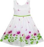 Sunny Fashion Girls Dress Purple Sunflower Green Leaves Butterfly