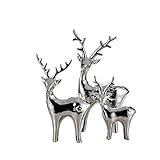 Pure.Lifestyle Reindeers Electroplated Polished Chrome Ceramic Decoration Animals Figurine Milu Deer's Porcelain Sculptures Elks Statues Moose, Silver