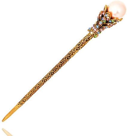 Pearl Hair sticks for Women Vintage Bride Headdress Enamel Hair Wear Hair Chopsticks Hairpin Chignon Pin Pack of Two (Multi-color)