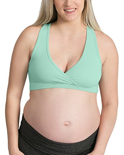 Kindred Bravely French Terry Racerback Nursing Sleep Bra for Maternity/Breastfeeding (Small-Busty, Mint)