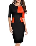 WOOSEA Women's Elegant Sleeveless Colorblock Slim Cocktail Party Sheath Pencil Dress