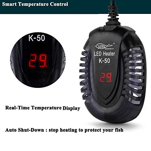 YCTECH Aquarium Heater (100Watt) with Intelligent LED Temperature Display for 10 to 20 Gallon Fish Tank