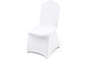 VEVOR 100 Pcs White Chair Covers Polyester Spandex Chair Cover Stretch Slipcovers for Wedding Party Dining Banquet Flat-Front Chair Covers