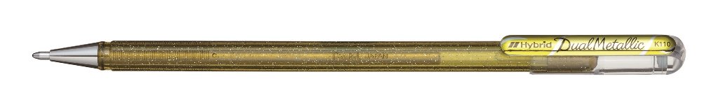 Pentel K110 Hybrid DualMetallic Gel Rollerball, 1.0mm Tip, Metallic Gold (Single Pen)