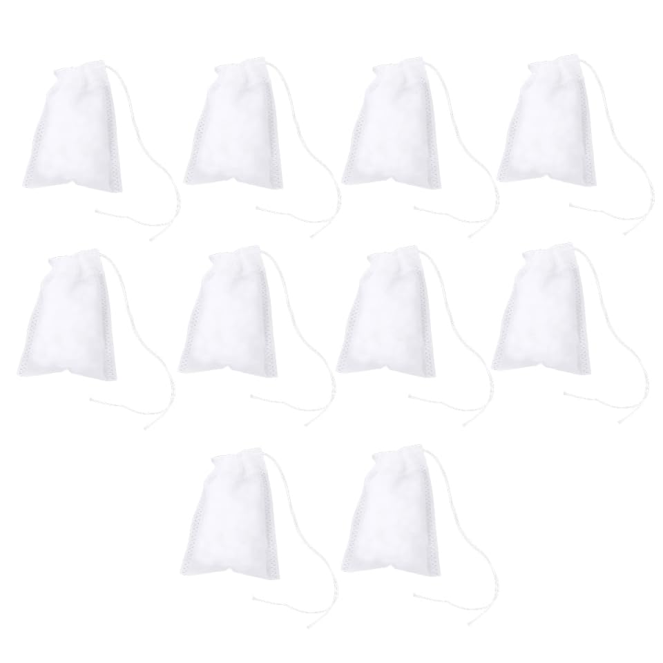 BESPORTBLE 20 Pcs White Fishing Net Bait Bags, Drawstring Mesh Sacks, Non-Woven Cloth, Rot Resistant, Machine Washable, Ideal for Crabbing and Beach Shell Collecting, 7.87 X 6.30 Inches