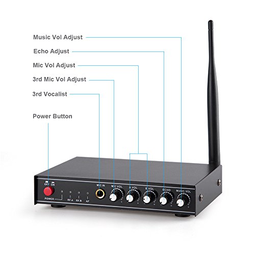Wireless Microphone System, Frunsi Dual Cordless Microphones with Echo