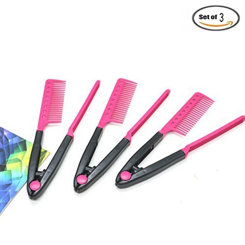 Pack Of 3 DIY Hair Straightener V Shape Comb By IDS