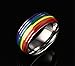 Fashion Month 8mm Titanium Stainless Steel Rainbow Enamel Gay Lesbian Wedding Engagement Promise Band LGBT Pride Ring