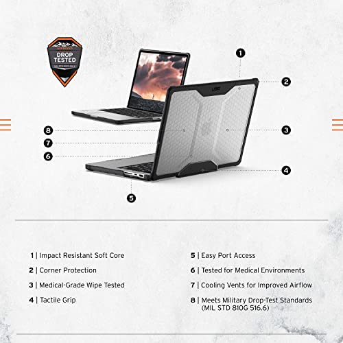 URBAN ARMOR GEAR UAG - Funda Diseñada para MacBook Pro 14" M5/M4/M3 Pro/MAX 2023-2026 - Funda Resistente, Ligera y con protección anticaídas de Grado Militar, Plyo Hielo