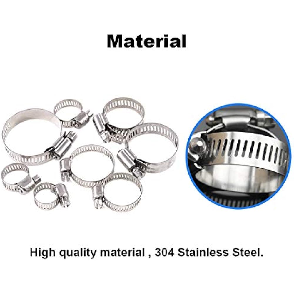 100Pcs Adjustable 844mm Range 304 Stainless Steel Worm Gear Hose