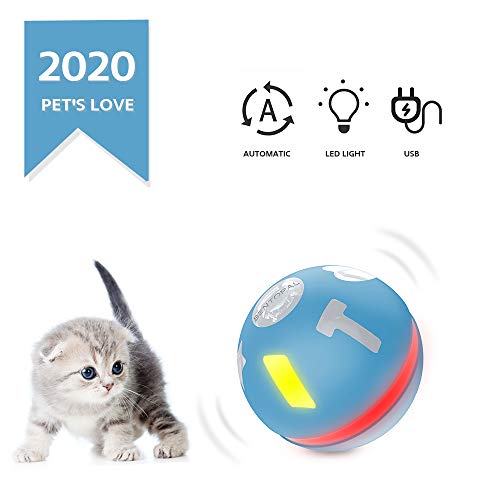 Decdeal Smart Interactive Cat Toy Ball USB Rechargeable Rolling Ball for Kitty Puppy 360 Degree Self Rotating with Led Light Pet Toy Automatic Rolling Cat Exercise Toy