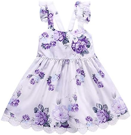 Dhasiue Little Girls Dresses Summer Rainbow Blue Sundress For Toddler Kids Age 1-6 Years