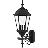 Livex Lighting 7561-14 Outdoor Wall Lantern, Black | Dimensions: 23.5" x 9.5"; Clear Beveled Glass Shades