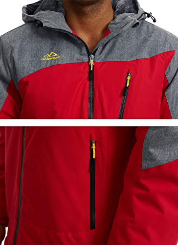KEFITEVD Warme Winterjacke Herren Wasserdicht Fleece Jacke mit Kapuze Skijacke Winddichte Outdoorjacke – Bild 6