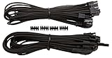 Corsair CP-8920179 Premium Individually Sleeved PCIe Cables with Dual Connectors, Black, for Corsair PSUs