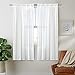 jinchan Privacy Semi Sheer White Curtains for Bedroom Casual Weave Window Curtains for Living Room Linen Drapes White Window Curtain 54 inch Long 2 Panels