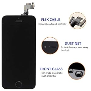 Brinonac Display per iPhone 5s/SE 2016 Schermo 4,0 Pollici Schermo LCD Touch Parti con Kit di Strumenti di Riparazione(Nero) - immagine 4