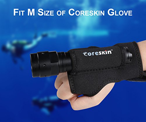 R105T Diving Flashlight With Push Power Switch, Underwater Dive Light Mounting with Neoprene Hand Glove, 650ft/200M Waterproof, TRUE 850 Lumens, Brighter Comparing With Most 1000 Lumens Flashlights