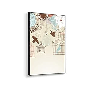 Framed Canvas Wall Art for Living Room, Bedroom Chinese Ink Birds and Flowers Canvas Prints for Home Decoration Ready to Hanging - 16x24 inches