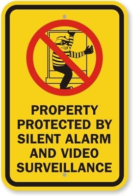 Property Protected By Silent Alarm And Video Surveillance (with Graphic) Label, 10" x 7"
