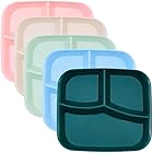 DYB DONGYONGBAO Unbreakable Divided Plates 10 Inch 5 PCS , Reusable Wheat Straw Dinner Plates, Microwave And Dishwasher Safe, Perfect For Kids And Adults.………