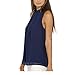 EFINNY Women Chiffon Sleeveless Collar Blouse Tank Shirt Dark Blue 3XL