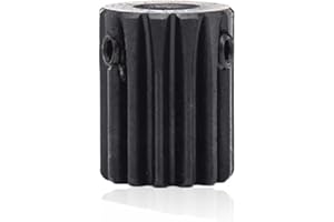 HJZ-US High Precision 1 Mod 14T Spur Gear 45# Steel Heavy Duty Pinion Gear 6mm Bore With Step x 1Pcs (Bore：6mm; Step Diameter: 0mm, 1Mod 14T)