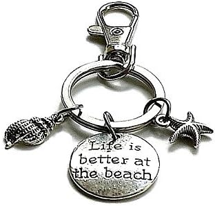 Keychain Beach Charms Key Ring Handbag Clip On Bag Tag Keyring Gifts Mom Grandma Accessories