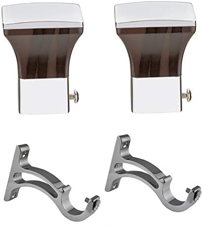 DEW-MAT Premium Quality Curtain Brackets Set with Support Antique Finish Wall Mount finials