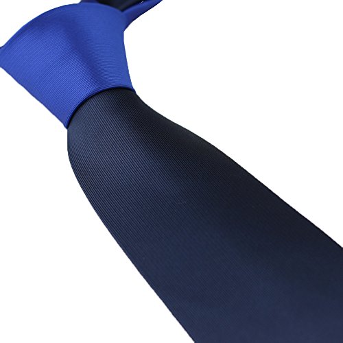 Coachella Ties Plain Two Color Contrast Knot Tie Microfiber Formal Necktie (R.blue/navy Blue)
