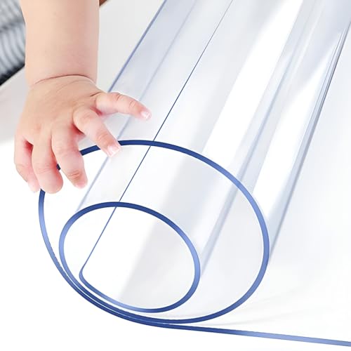 JoalGfda 1.5mm Mantel Individual de PVC Transparente, Resistente al Agua y al Aceite, Ideal para Mesas de Comedor, Mesas de Café, Escritorios y Tocadores (90x160cm)