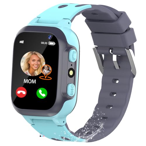 EUNICECG Smart Watch Boy Girl with GPS Locator Flashlight Voice Chat Phones Calls SOS Alarm Clock Classroom Model IP68 Waterproof Digital Smartwatch for Children Birthday Gifts