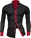jeansian Men's Slim Fit Long Sleeves Casual Shirts 8697 Black S